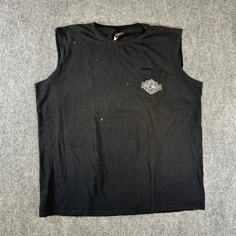 Harley Davidson Daytona Beach Florida Sleeveless Pocket T-Shirt Mens Black XL